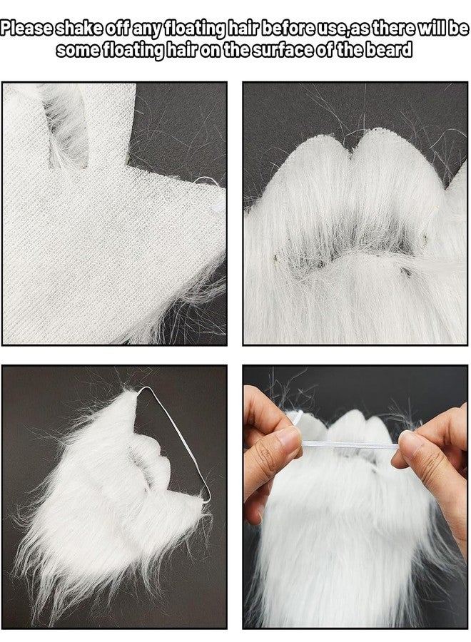RupeeRise 2 Pcs Fake Beard, Fake Mustache Set, Stick On Moustache for Halloween Costume Masquerade Party （Black and White25*20cm/9.84 * 7.87in） - Image 4